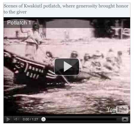 Image to go with video of: Scenes of Kwakiutl potlatch, where generosity brought honor to the giver