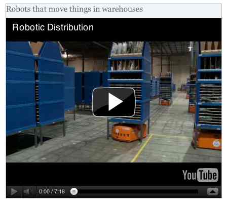Image to go with video of: Robots that move things in warehouses