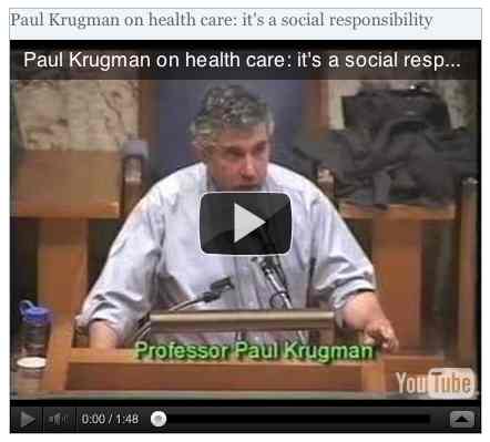 Image to go with video of: Paul Krugman on health care: it's a social responsibility