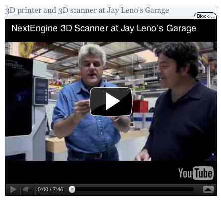 Image to go with video of: 3D printer and 3D scanner at Jay Leno's Garage