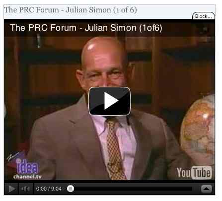 Image to go with video of: The PRC Forum - Julian Simon (1 of 6)
